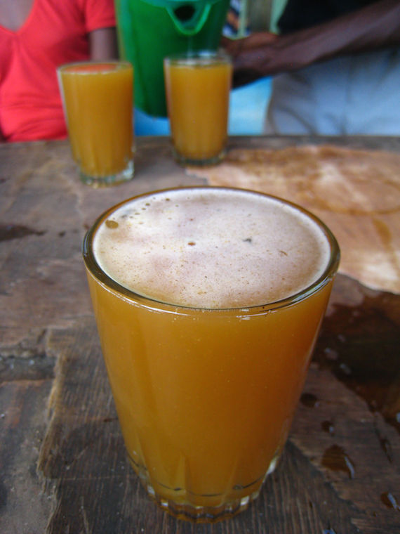 Tej, a honey wine. Friends and I went out for tej so often we turned the word into a verb, as in, “Were you out tejjing again last night?”  Btw, that’s an Ethiopian pour, right to the rim.  To do otherwise is considered bad luck.  I won’t argue.