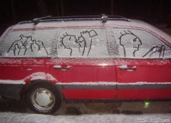 funny-snow-art-on-car